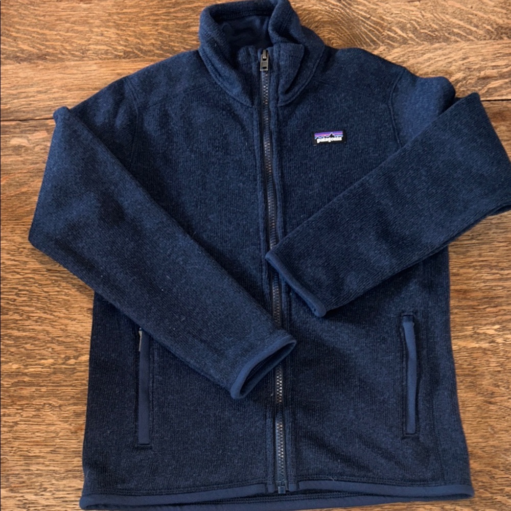 Boys Patagonia Dark Navy Full-Zip Fleece Jacket size 7/8